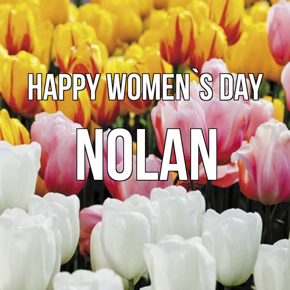 Greetings card с именем, Nolan happy women`s day разноцветные цветы Greetings with text for free download 